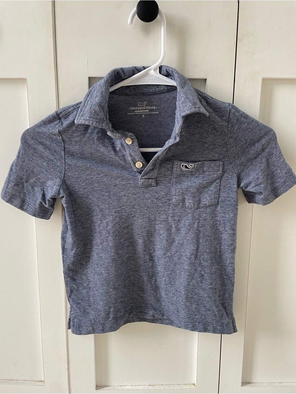 Vineyard Vines Youth Heather Navy Polo with Chest Pocket
